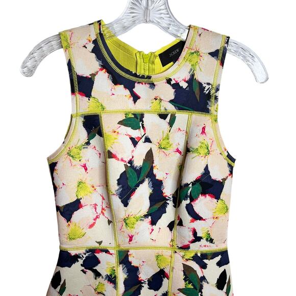 J Crew Floral Cove Surf Scuba Neoprene Bodycon Dress Casual SZ 00 - Picture 3 of 11